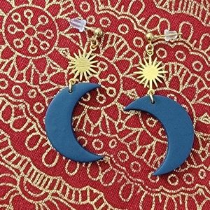 Moon and Star Dangling Studs